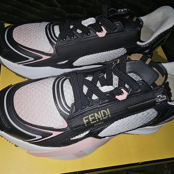 Fendi Women's Black and Pink Fashion Sneakers - Picture 1 of 4